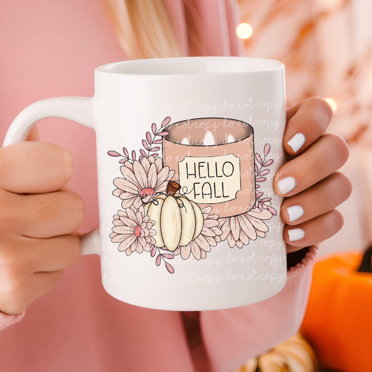 Hello Fall Floral Candle PNG