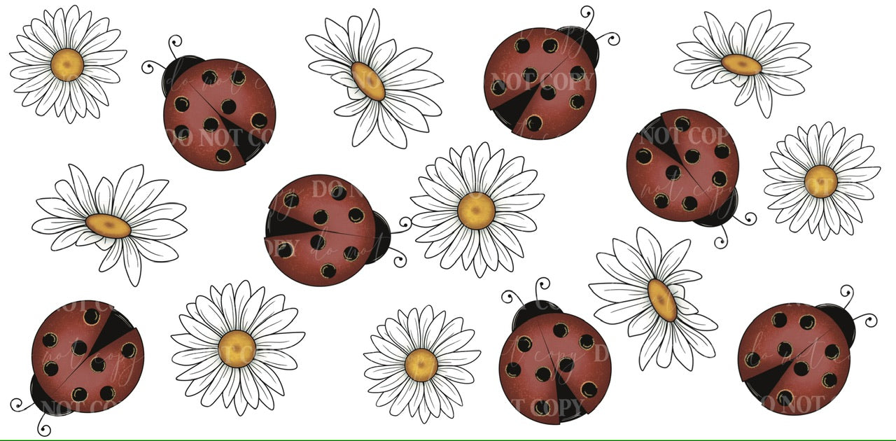 Lady Bug and Daisy Glass Can Wrap