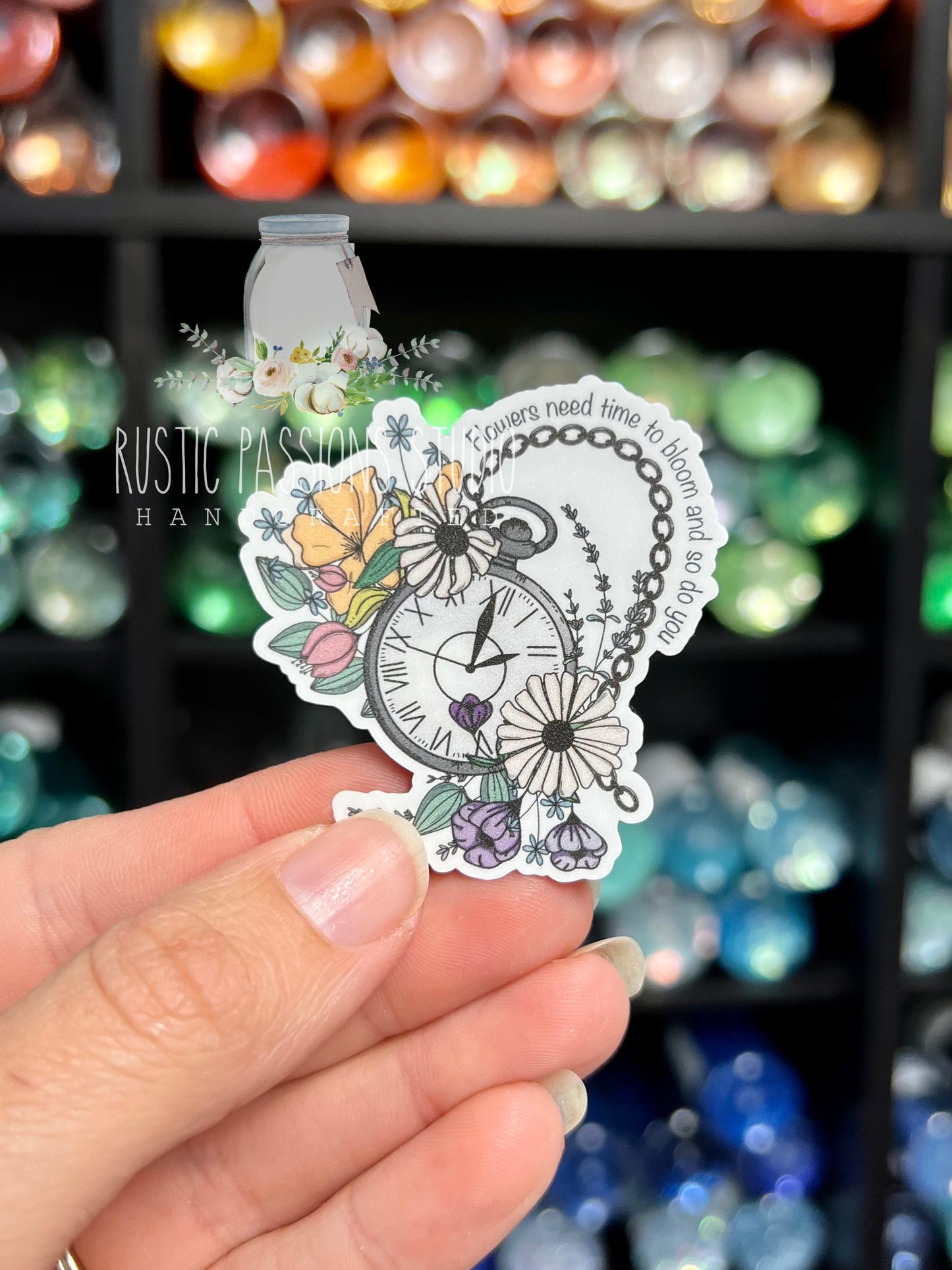 Floral Pocket Watch 2" Sticker