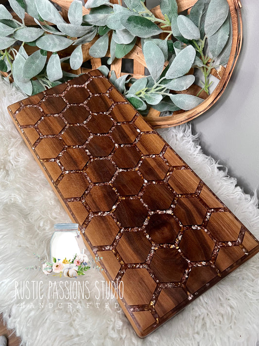 Large Walnut Honeycomb Charcuterie Board