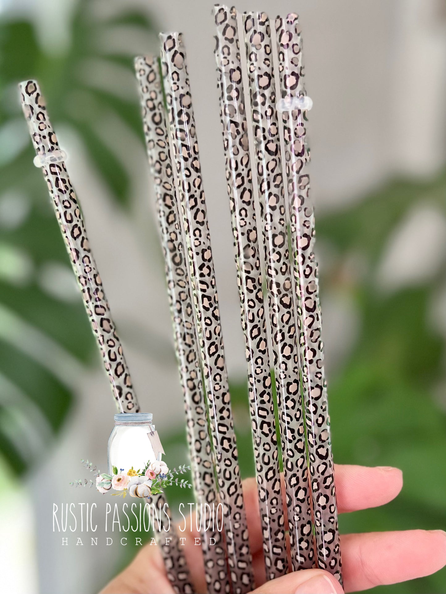 10” Clear Leopard print straws