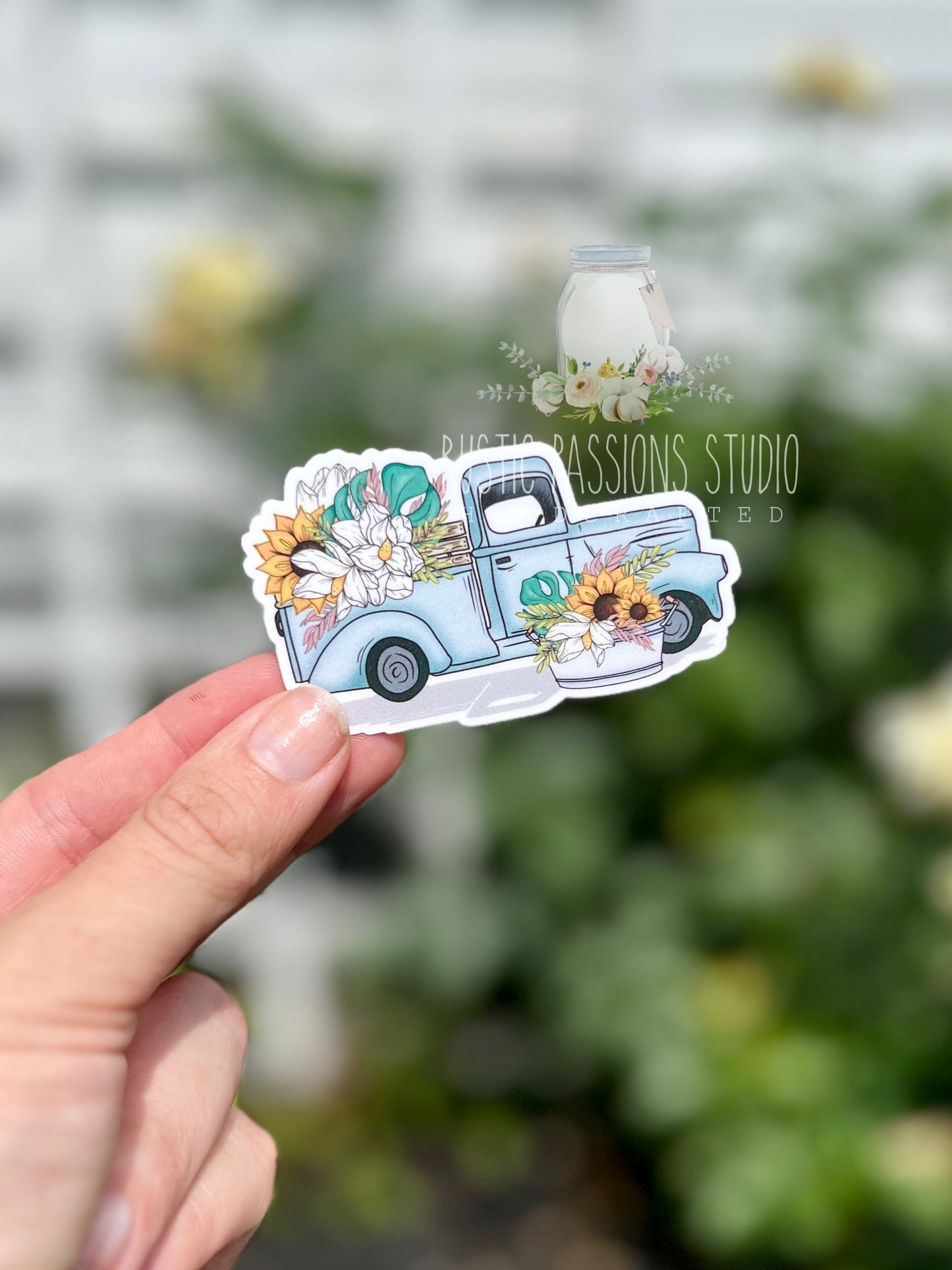 Floral Vintage Truck Sticker