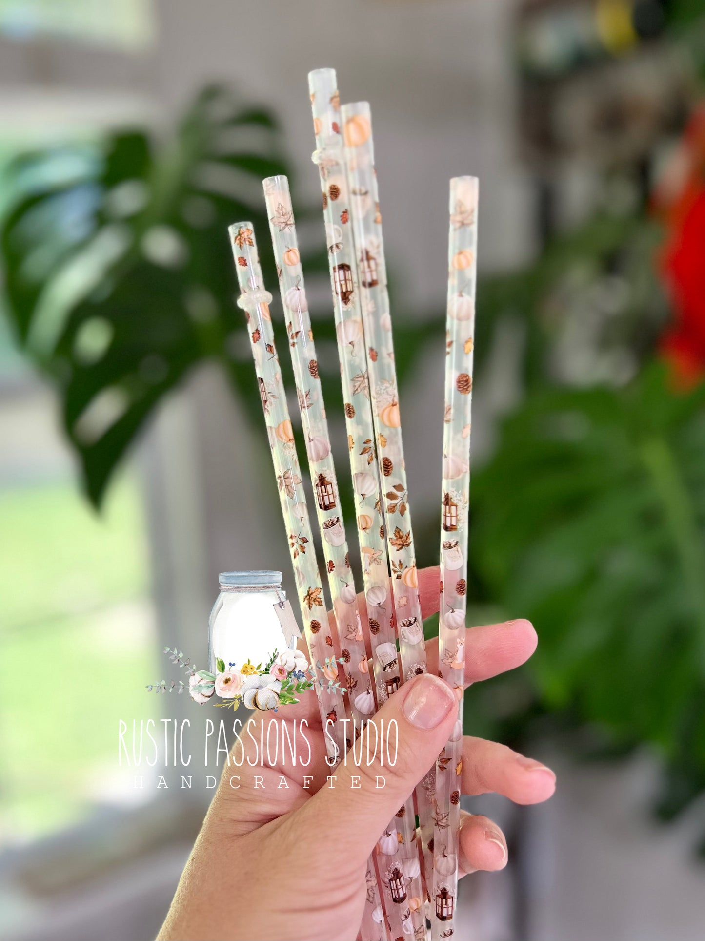 10” clear fall vibes straws