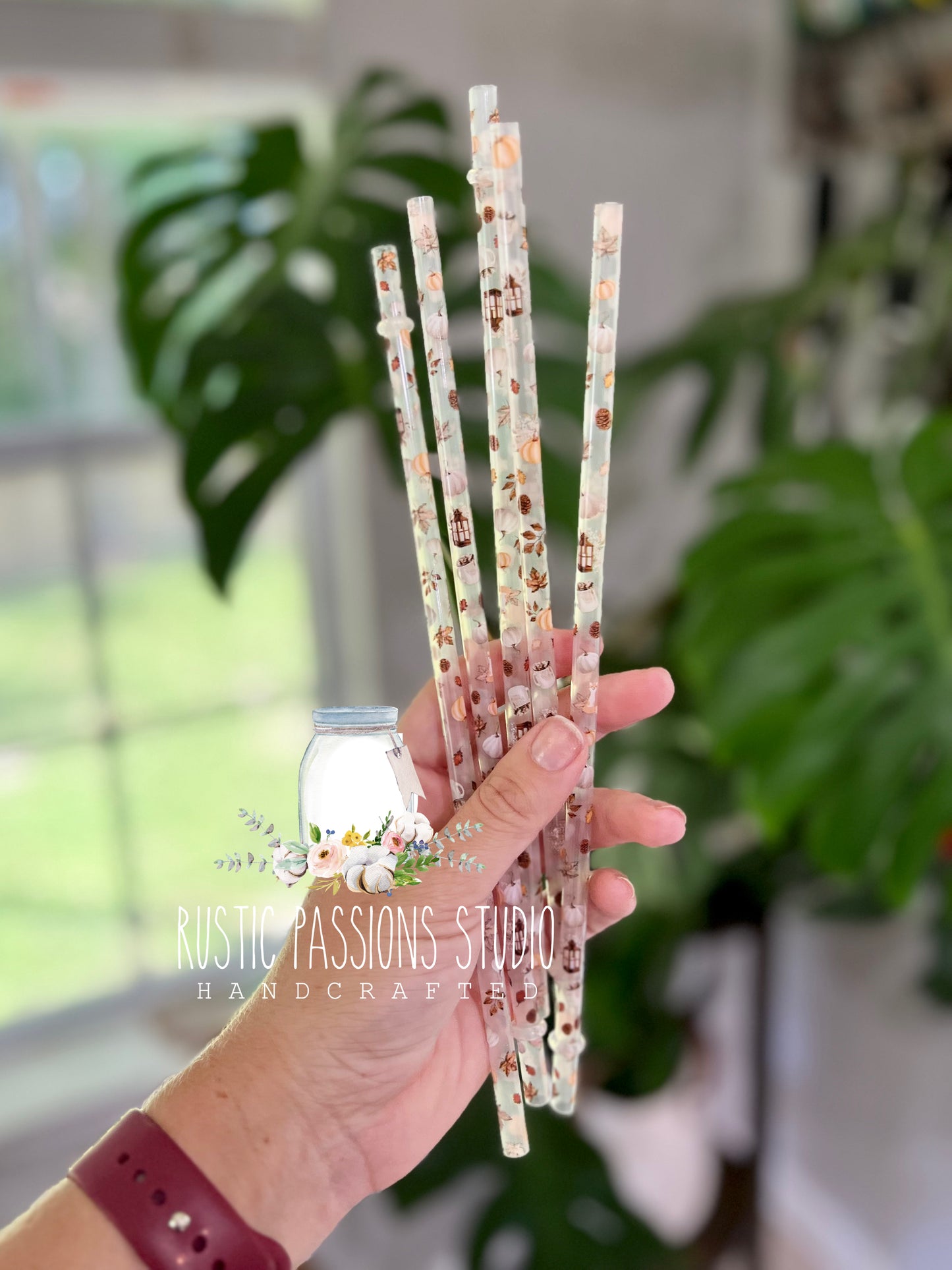 10” clear fall vibes straws