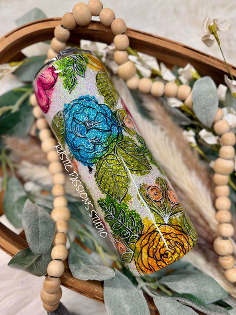 20 oz hand painted, alcohol ink tumbler. Find yourself and be that