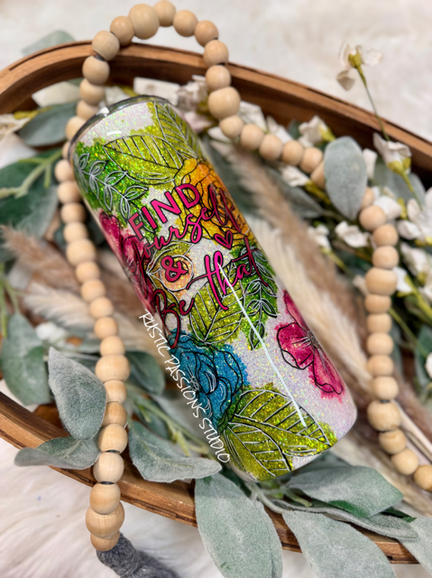 20 oz hand painted, alcohol ink tumbler. Find yourself and be that